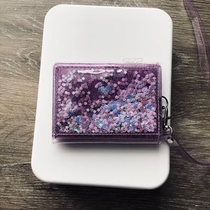 Glitter purple button wallet